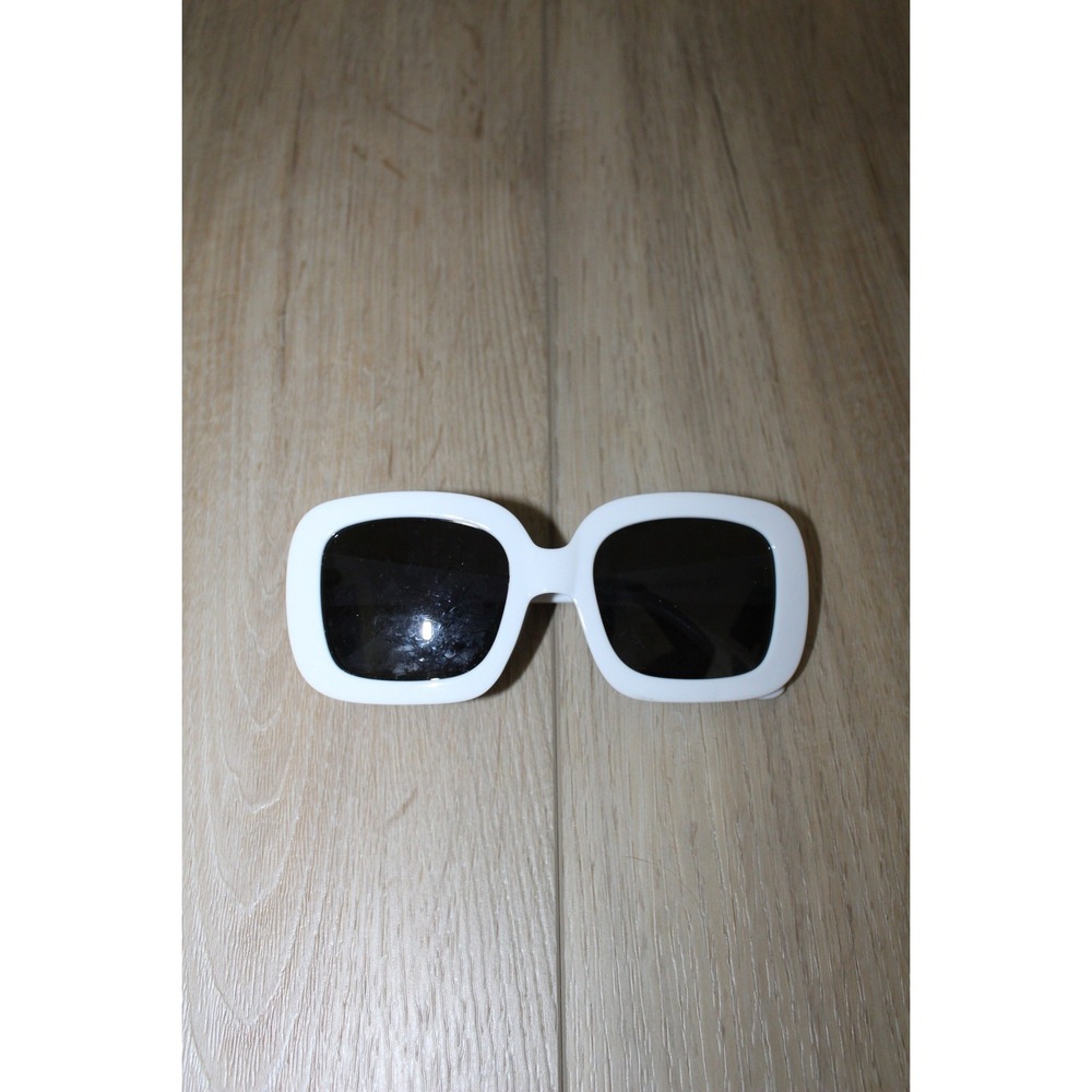 White Chunky Square Sunglasses Retro Y11182W C3 Black Tinted Lens